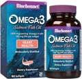 BlueBonnet Omega 3 1000mg Salmon Oil EPA DHA Essential Fatty Acids - Heart Health Supplement for Women & Men - Molecularly Distilled, Triglyceride Form Omega-3 Wild Salmon Fish Oil - 180 Softgels