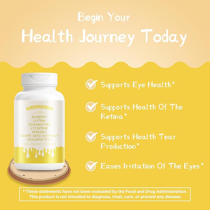 Omega 3 Fish Oil Supplements with Lutein Zeaxanthin Bilberry Vitamins Capsules Grape Seed Extract Supplement - 120 Count