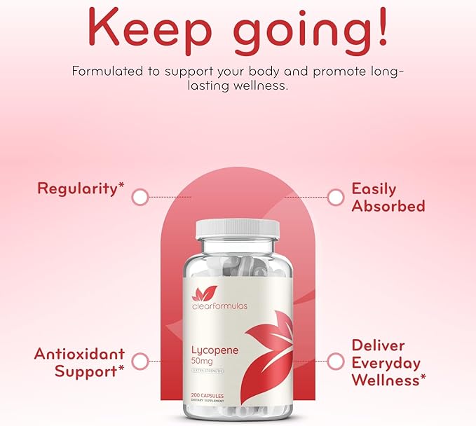 Tomato Based Lycopene Supplement - Extra Strength Lycopene 50mg Non-GMO Super Potent Antioxidant and Carotenoid Heart and Prostate Health Supplement for Men - Made in a cGMP US Lab (Lycopene)
