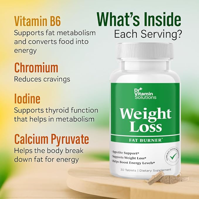 Weight Loss Supplements for Women & Men - Includes Green Tea Extract, Chromium, Vitamin B6 - Energy Booster, Belly Fat Burner & Appetite Suppressant Diet Pills - 30 Tablets