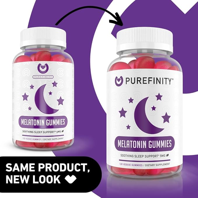 PUREFINITY Melatonin Gummies 5mg for Kids – Each Delicious Gummy is 2.5mg (2 Per Serving) for Easily Customizing Your Night, Gluten Free, Non-GMO, Vegan, 120 Count (Pack of 2)