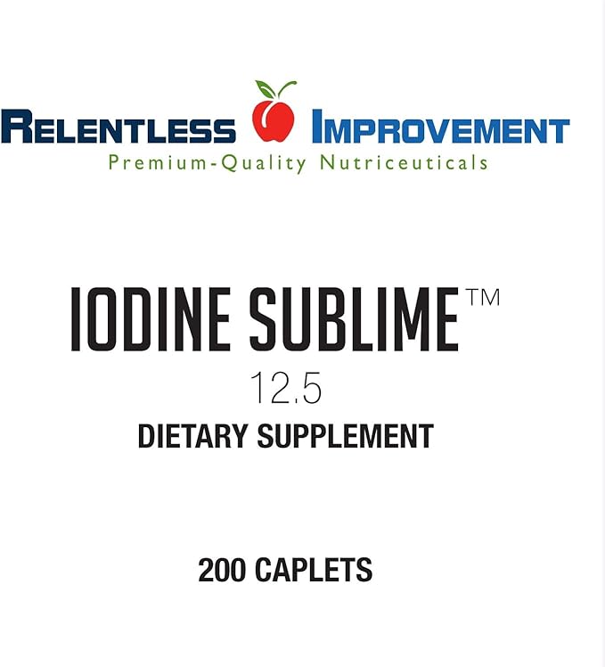 Iodine Sublime® 12.5mg 200 High-Bioavailable Caplets with Potassium Iodide for Thyroid & Metabolism Support Compare to Iodoral 12.5