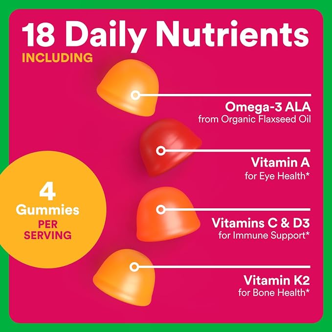 SmartyPants Organic Women's Multivitamin Gummies: Biotin, Methylfolate, Omega 3 (ALA), Vitamin D3,C,B12,B6,A,K & Zinc, Inositol, Gluten Free, Vegetarian, 120 Count (30 Day Supply)(Pack of 2)