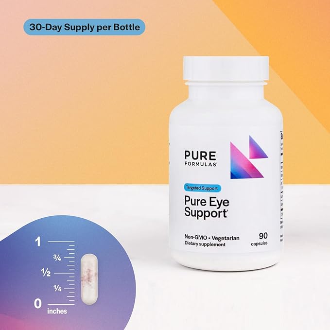 PureFormulas Pure Eye Support | Lutein and Zeaxanthin Supplement - 90 Vegetarian Capsules, 2-Pack