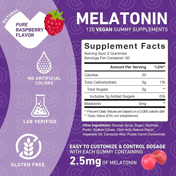 PUREFINITY Melatonin Gummies 5mg for Kids – Each Delicious Gummy is 2.5mg (2 Per Serving) for Easily Customizing Your Night, Gluten Free, Non-GMO, Vegan, 120 Count (Pack of 2)