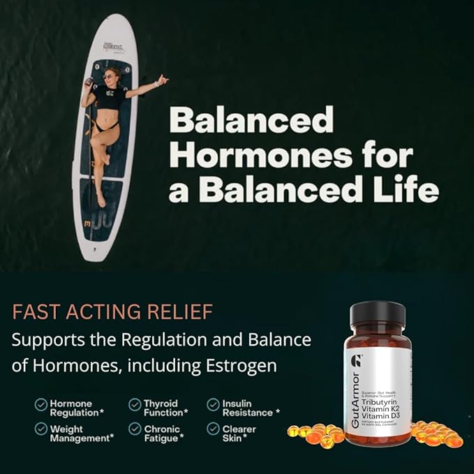 GutArmor Gut & Heart Health + Immune Support | 3 Month Supply | 90 Soft Gel Capsules | Pure Butyrate 350mg & Vitamin D3 2000IUs & Vitamin K2 120mcg | Heart Health | Gastrointestinal Support