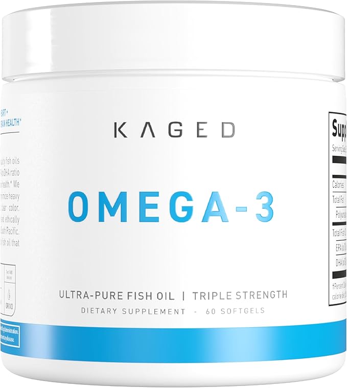 Kaged Omega 3 Softgels | Unflavored | Fish Oil Supplement | 3000mg Omega 3 Fatty Acid with EPA & DHA | Ultra-Pure, No Fish Burps | Supplements for Men & Women | 30 Servings