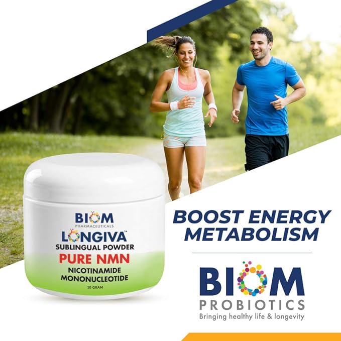 Biom NMN Sublingual Powder. Advanced Nanotized Nicotinamide Mononucleotide, Mitochondrial Regeneration, Sirtuin Activation, Cellular Energy