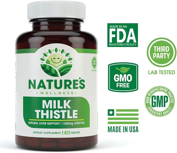 Milk Thistle - 180 Count - Standardized Silymarin Extract for Maximum Liver Support - Detox, Cleanse & Maintain Your Liver – 1350 mg Extract & Seed Complex - Natural Herbal Supplement - 60 Servings