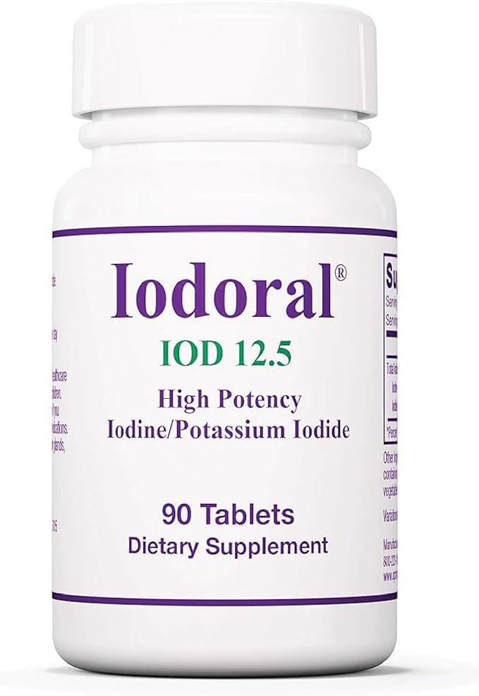 ARG Optimox Iodoral 12.5 mg - Iodine & Potassium Iodide Supplement for Thyroid & Metabolic Balance Support - Free of Soy & Gluten - 90 Servings - 90 Tablets