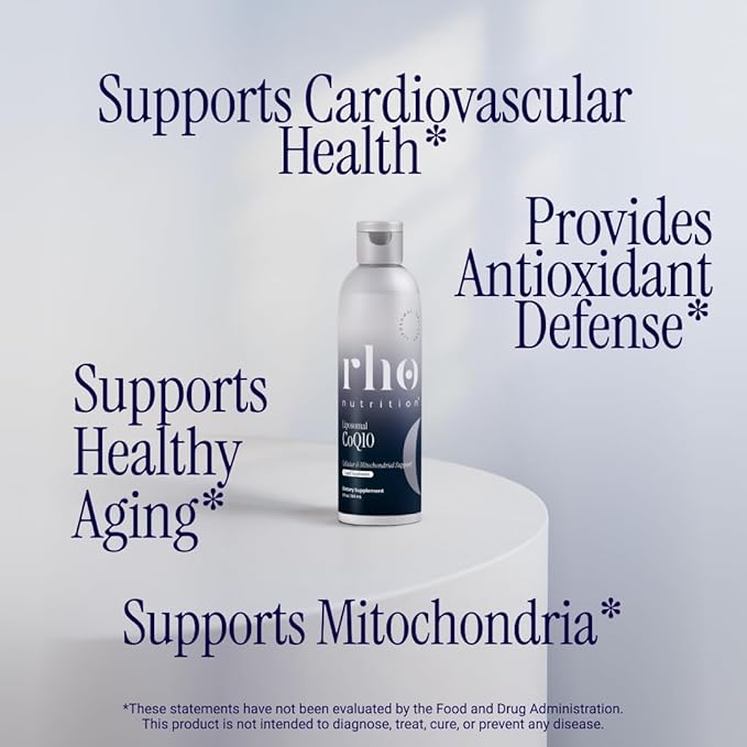 Rho Nutrition Liposomal CoQ10 – High-Absorption Liquid Coenzyme Q10 for Heart Health, Cellular Energy & Antioxidant Support – Supports Healthy Aging – Vegan, Sugar-Free, Non-GMO – 6 fl oz, 30 Servings