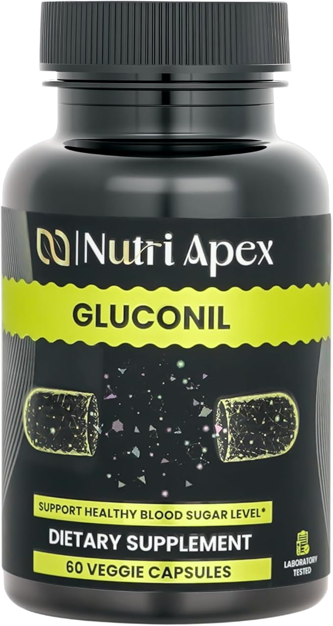 Gluconil – White Mulberry, Bitter Melon, Gymnema Sylvestre, Grape Seed & Chromium Glycinate 500mcg – Herbal Wellness Supplement – 60 Vegan Capsules (30 Day Supply), Non-GMO, Made in USA