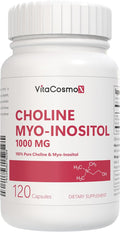 Choline and Myo-Inositol Supplement, 1000 mg Each, 120 Veggie Capsules 100% Vegetarian, Non-GMO & Gluten Free