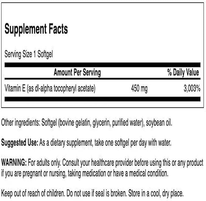 Swanson Vitamin E 1000 Iu 1000 Iu (450 Milligrams) 60 Sgels