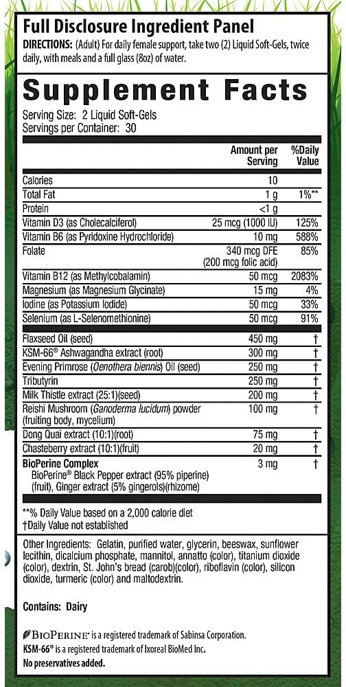 Irwin Naturals Female Balance KSM-66 Ashwagandha + Evening Primrose 60 Softgel