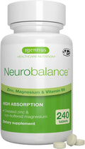 Igennus Neurobalance Zinc Magnesium & B6 Complex Formulated for Cognitive Support, Calm Focus & Relaxation, 240 Small Tablets, High Absorption Chelated Zinc & Fully Reacted Magnesium, Vegan, Non-GMO