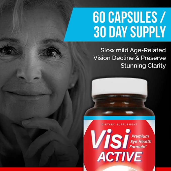 Vision Support Supplement - Eye Health Formula with L-Tartrate, Resveratrol, Blueberry Extract, Vitamins A, C, D & 11 Ingredients for Vision Support - 60 Capsules/Bottle - 6 Pack