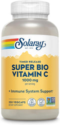 SOLARAY Super Bio Vitamin C 1000mg, Buffered, Two-Stage Timed Release with Bioflavonoids, Immune Support Supplement, High Absorption, Vegan, 60-Day Guarantee – 250 VegCaps