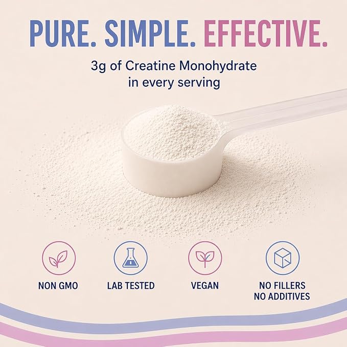 Creatine Monohydrate Powder, Glute Builder Creatine for Women, 3g Vegan Micronized Creatine per Serving, for Energy, Muscle Support, 70 Servings, Unflavored