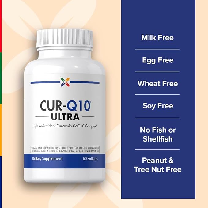 Stop Aging Now - Curcumin CoQ10 Complex - with Turmeric Root Extract - Antioxidant & Cardiovascular Support - 60 Softgels