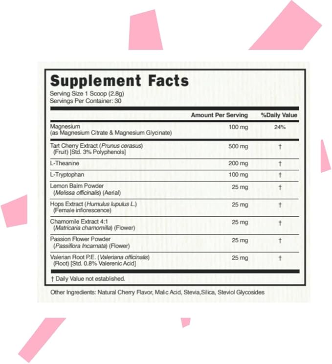 Sleepy Bestie Mocktail for Women & Men - Magnesium Citrate & Glycinate Powder for Sleep, Calm Support Supplement with L-Theanine & Tart Cherry Extract, Gluten Free - 2.96 oz