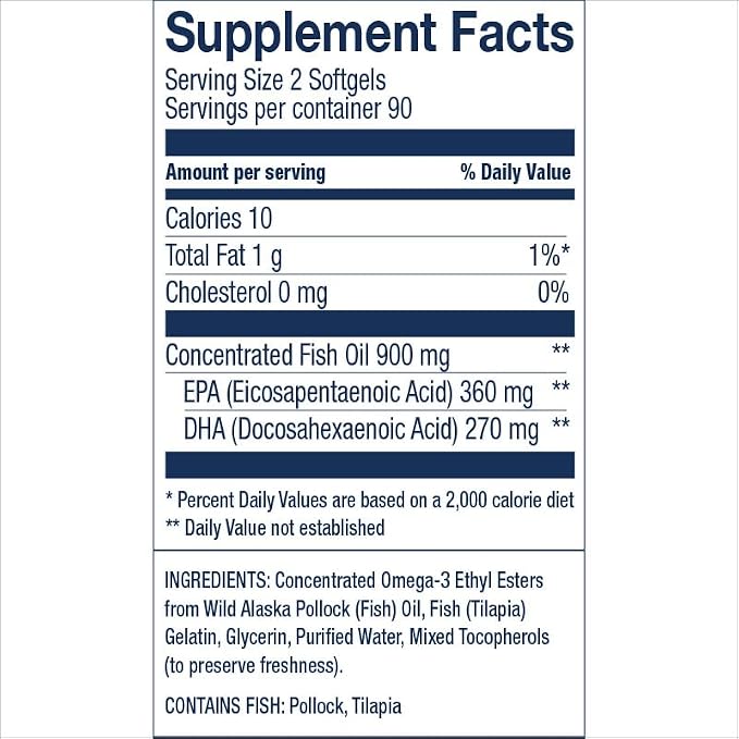 Wiley's Finest Wild Alaskan Fish Oil Easy Swallow Minis - Omega-3 Fish Oil Supplement for Adults and Kids - Double-Strength 630mg EPA and DHA Natural Supplement - 180 Mini Softgels (90 Servings)