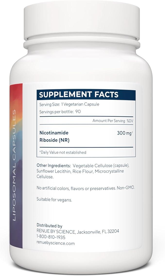Renue By Science Nicotinamide Riboside | High Strength Liposomal NAD Supplement | 90 Nicotinamide Capsules - 300mg Nicotinamide Riboside per Serving | Manufactured in The USA Third-Party Tested