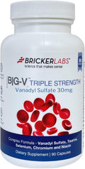 Bricker Labs Big-V Triple Strength Vanadyl Supplement: Vanadyl Sulfate 30 mg, Taurine 600 mg, Selenium, Chromium and Niacin, Blended Mineral Supplement Capsules 90 ct