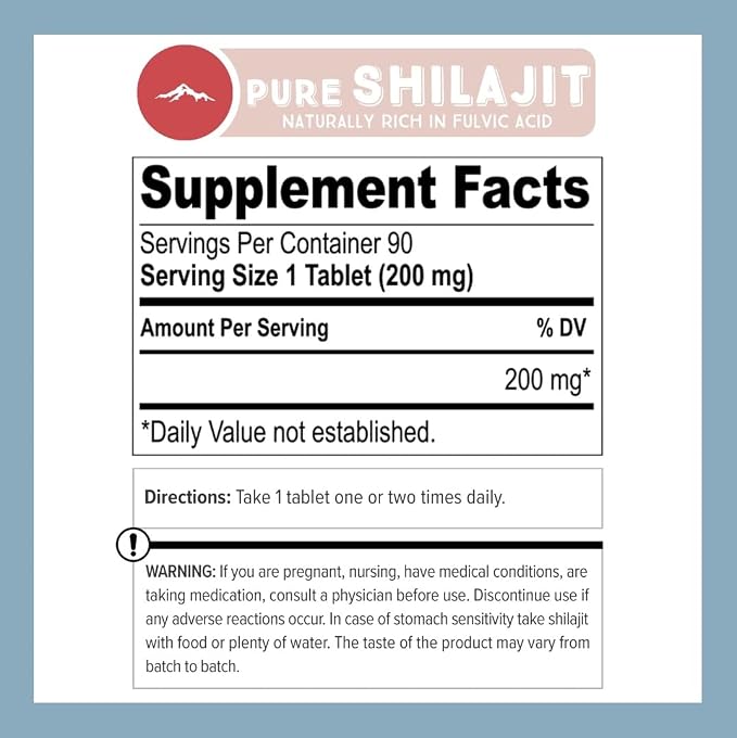 Pure Himalayan Shilajit Dry Drops (90 Tablets, 200mg Each) Maximum Potency Pure Shilajit for Men with 85+ Trace Minerals & Fulvic Acid for Metabolism, Energy & Immune Support