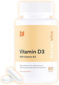 Bettervits Vitamin D3 5000 IU for Women and Men | with High Strength K2 Vitamins for Immune Support and Bone Health | Vitamin D Supplements with Calcium Absorption | 60 Vegetarian Capsules
