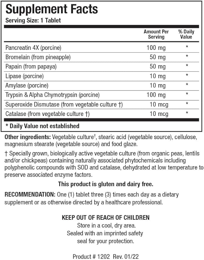 Biotics Research Intenzyme Forte™ Proteolytic Pancreatic Enzymes, Pancreatin, Bromelain, Papain, Lipase, Amylase–Supplement Supports Healthy Protein Digestion–Immune & Circulatory Function 500 Tablets