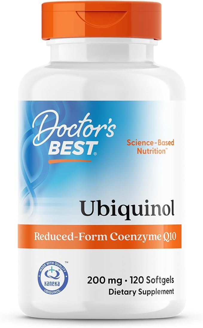 Doctor's Best Kaneka Ubiquinol 200 mg Supplement for Men & Women - Reduced Form CoQ10, Coenzyme Q10 200mg for Antioxidants & Heart Health Support, Non GMO, Gluten Free, Soy Free - 120 Softgels