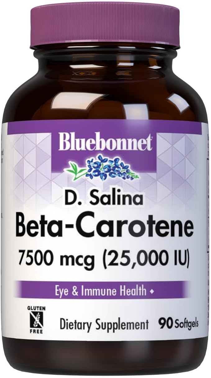 BlueBonnet Mixed Beta-Carotene 25,000 IU (7500 mcg) Eye Vitamins - Vitamin A Supplement D. Salina Algae Beta-Carotene, Lutein & Zeaxanthin for Eye Health & Immune Support - Gluten-Free - 90 Softgels