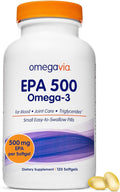 OmegaVia EPA 500, Purified Omega-3 Fish Oil Supplement, 500 mg EPA in Triglyceride Form, Burpless Fish Oil, Non-GMO, Gluten-Free, IFOS 5-Star, 120 Softgels