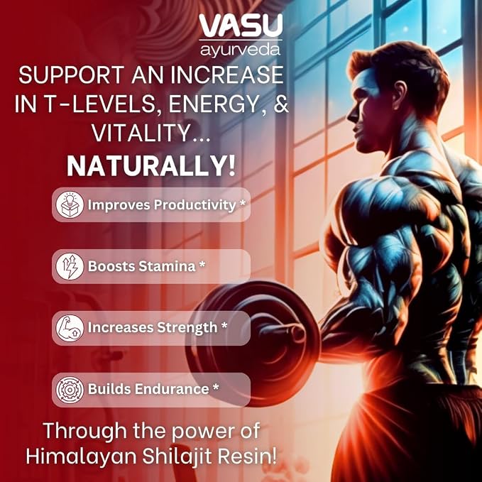 Vasu Ayurveda Himalayan Shilajit Resin 400mg – Lab Tested Natural Energy Booster with Fulvic Acid & 85+ Trace Minerals – Pure Shilajit for Men & Women – 50 Days Supply for Strength & Stamina (1-Pack)
