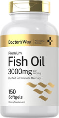 Doctor's Way Fish Oil 3000mg | 150 Softgels | Omega-3 with EPA and DHA | Non-GMO, Gluten Free Supplement