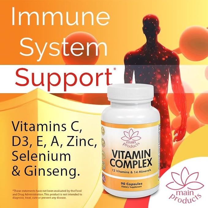 Vitamin Complex Multivitamins and Multiminerals - 12 Vitamins and 14 Minerals, Vitamin A C D3 E B1 B2 B3 B5 B6 B9 B12 H and Minerals - 90 capsules 41 Active Ingredients, Micronized for max absorption.