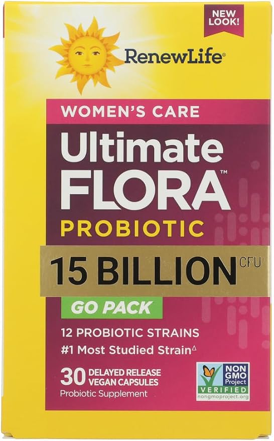 Renew Life Women's Probiotic Capsules, Supports pH Balance for Women, Vaginal, Urinary, Digestive and Immune Health, L. Rhamnosus GG, Dairy, Soy and Gluten-Free, 15 Billion CFU - 30 Ct