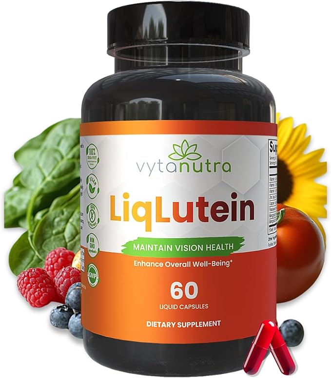 Liquid Lutein & Zeaxanthin – Fast-Absorbing Eye Support for Blue Light & Visual Health with Zinc, Vitamin A & Antioxidants – 60 Veggie Liquid Capsules
