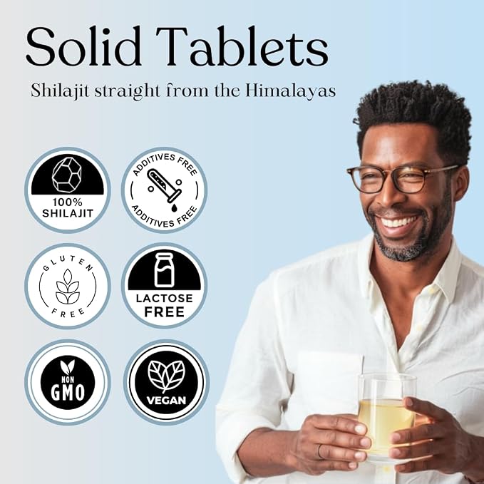 Pure Himalayan Shilajit for Men and Women, 75 Servings of Purest Original Himalayan Shilajit Tablets, 85+ Trace Minerals, Fulvic Acid