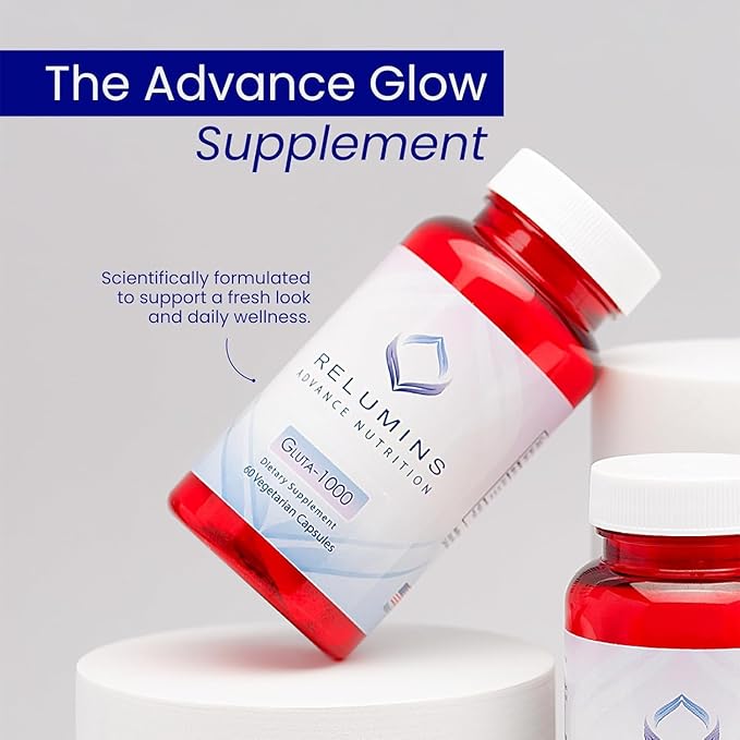 Relumins L-Glutathione Supplement Complex – Spring Glow Essential - World’s Most Advanced Reduced Glutathione 1000mg with Alpha Lipoic Acid for Smoother & Brighter Skin, Made in USA – 60 Caps x 3 Bots