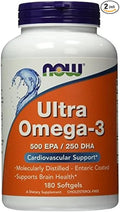 NOW Foods Ultra Omega-3 500 EPA/250 DHA, 180 Softgels, from (Pack of 2)