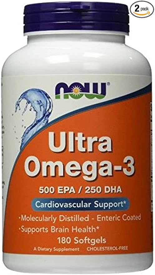 NOW Foods Ultra Omega-3 500 EPA/250 DHA, 180 Softgels, from (Pack of 2)