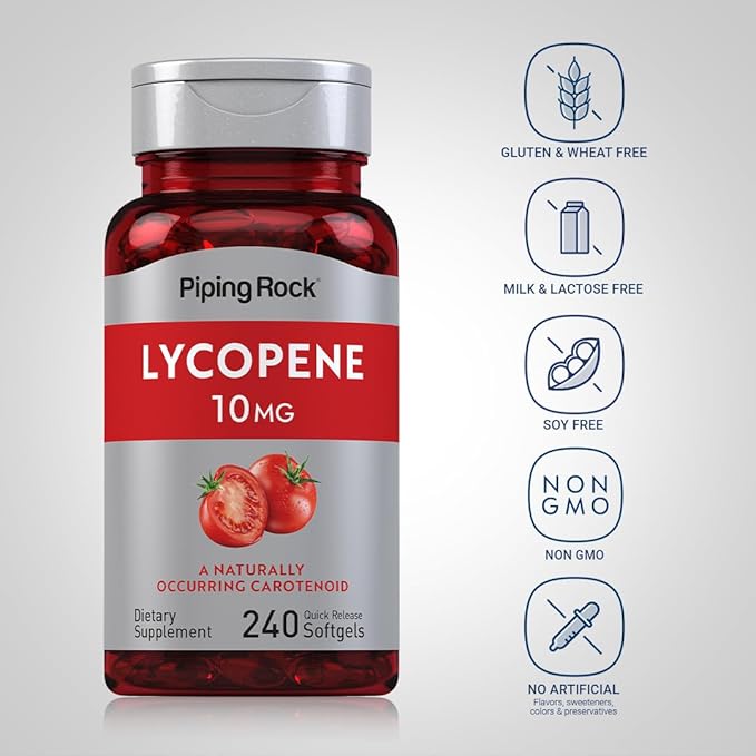 Piping Rock Lycopene 10mg | 240 Softgels | Non-GMO, Gluten Free Supplement