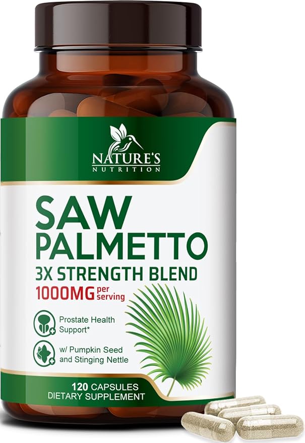 Saw Palmetto for Men - 3X Strength Prostate Health Supplements for Men's Health Support - with Stinging Nettle and Pumpkin Seed Extract - Prostate Urinary & Hair Health Support - 120 Capsules