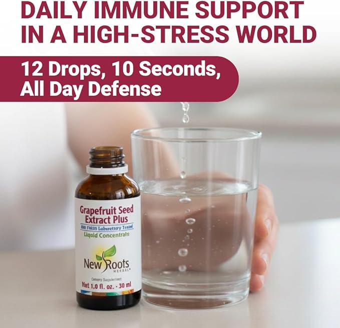NEW ROOTS HERBAL Grapefruit Seed Extract Drops 30 ml (1 Fl OZ) + Vitamin C | Super Concentrated Grapefruit Seed Extract Liquid Tincture | Gluten Free, Non-GMO