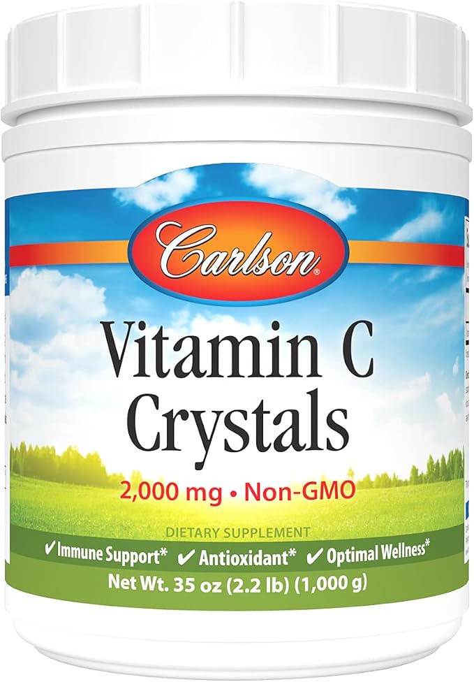 Carlson - Non-GMO Vitamin C Crystals, 2000 mg, Vitamin C Powder, Immune Support, Antioxidant, 35 oz (1000 g)