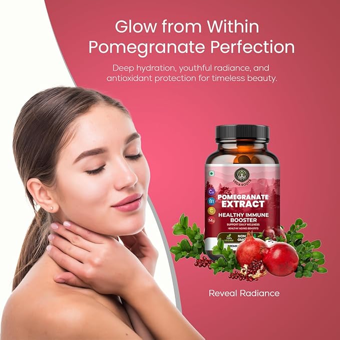 Pomegranate Extract Capsules – Antioxidant & Immune Booster for Men & Women – Heart, Skin & Joint Support – Polyphenol-Rich Supplement – 100 Vegan Capsules