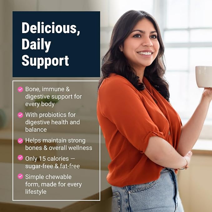 BariatricPal Sugar-Free Calcium Citrate Soft Chews | 500mg with Vitamin D & Probiotics | Blue Raspberry | 90 Count (1 Month Supply)