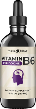 Think Above Liquid B6 Pyridoxine Supplement, Vitamin B-6 (as Pyridoxine Hydrochloride), Glass Bottle 4 oz 120 ml